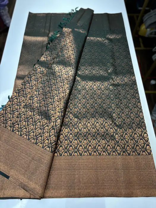 Dark Green Kanchipuram Silk Saree hover view