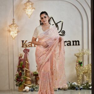 Silk Kota – Circular Floral Embroidered Sarees