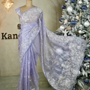 Pure Kota Silk Sarees with White Thread Embroidery