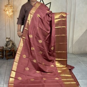 Pure Kanchipuram Silk Saree in Muted Brick Red