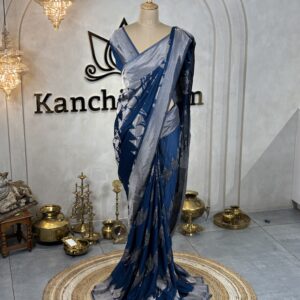 Semi-Crushed Crepe Silk Saree