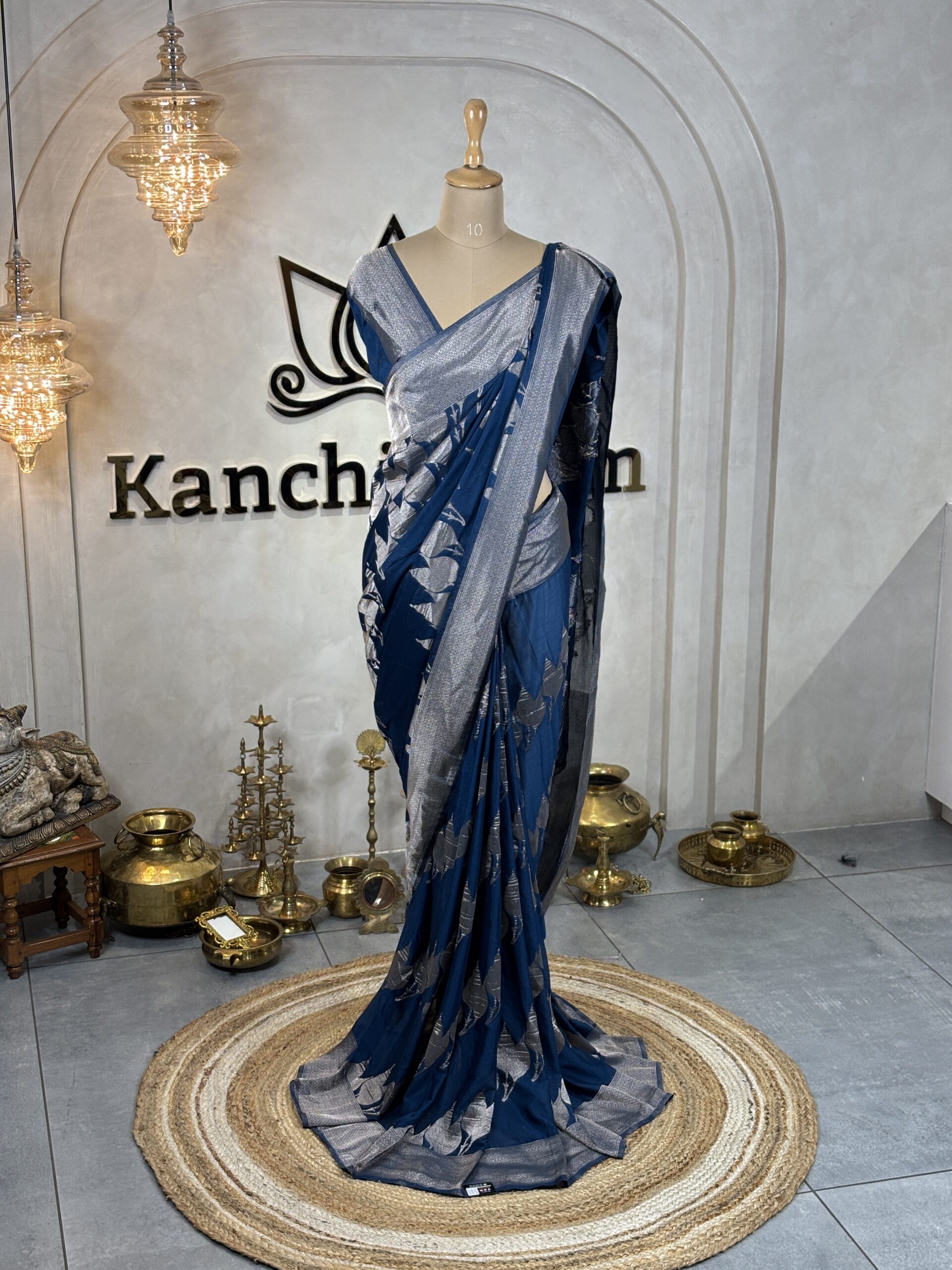 Semi-Crushed Crepe Silk Saree