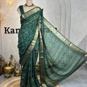 Semi-Dola Silk Sarees with Bandhni Print & Zari Borders