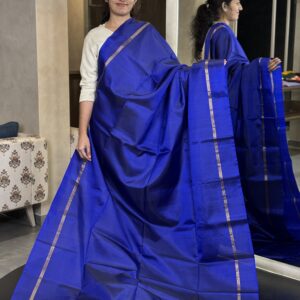 Electric Blue Minimal Kanchipuram Soft Silk Saree