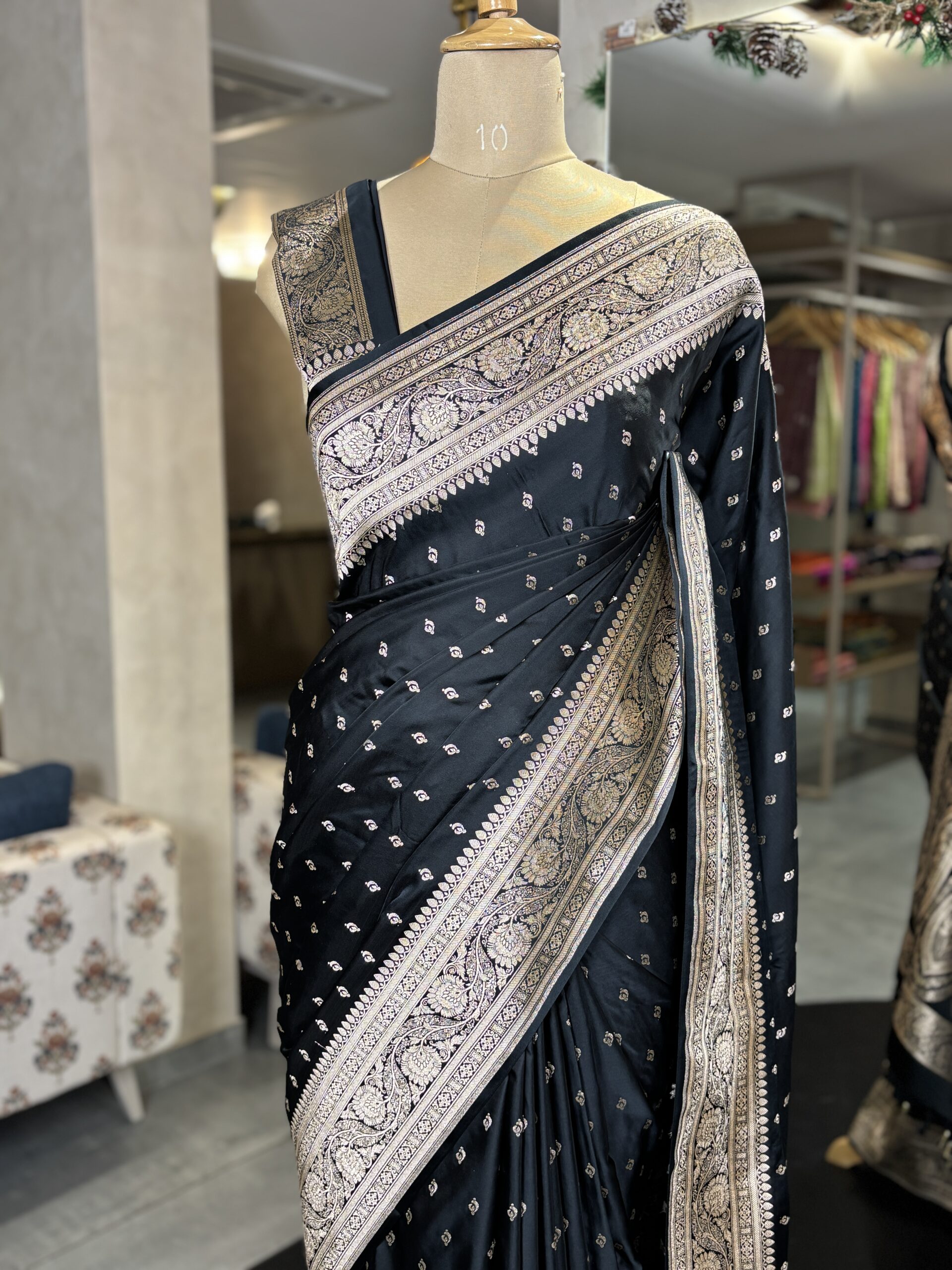 Semi Satin Silk Banarasi Saree - Image 2