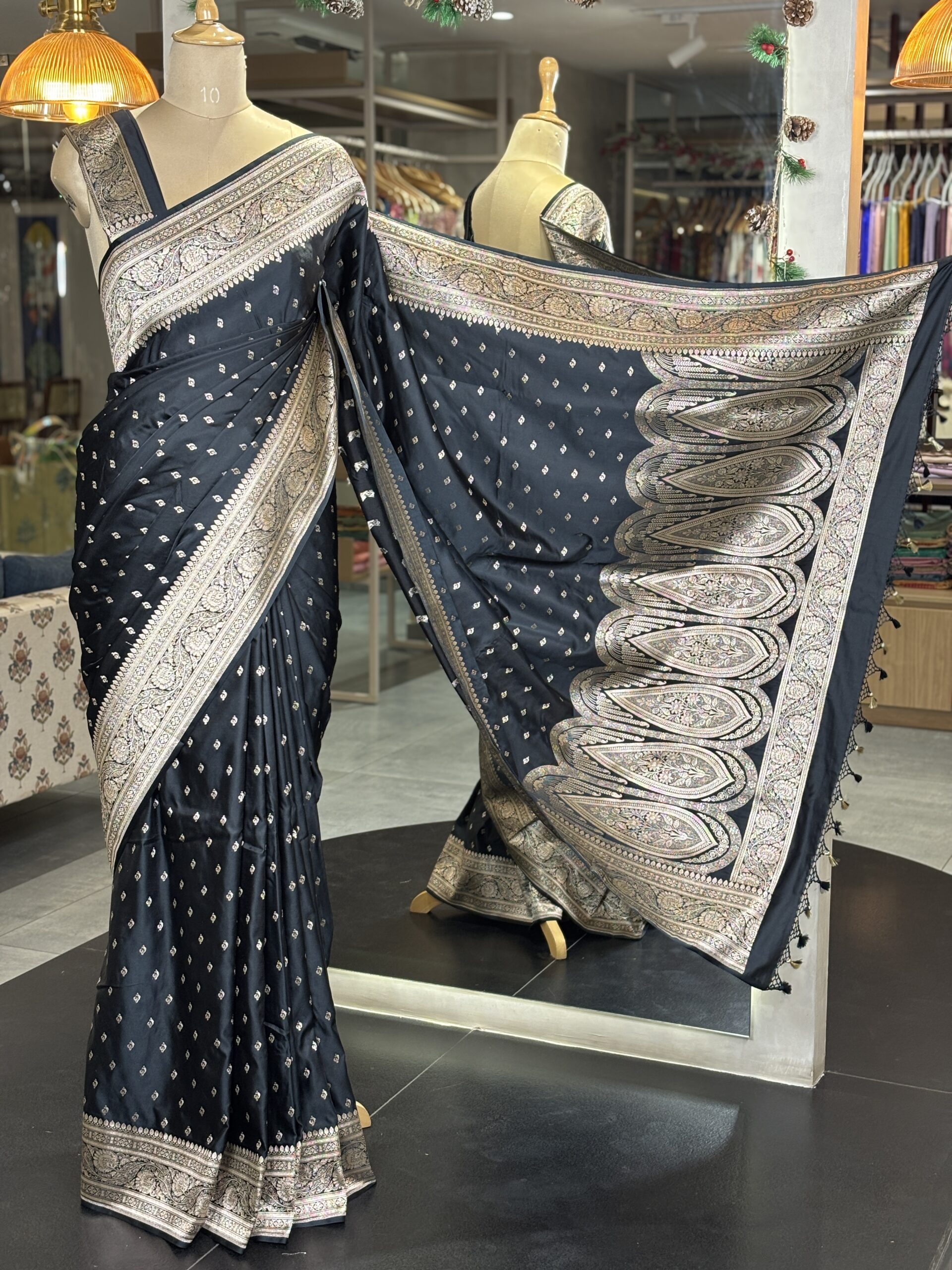 Semi Satin Silk Banarasi Saree - Image 4