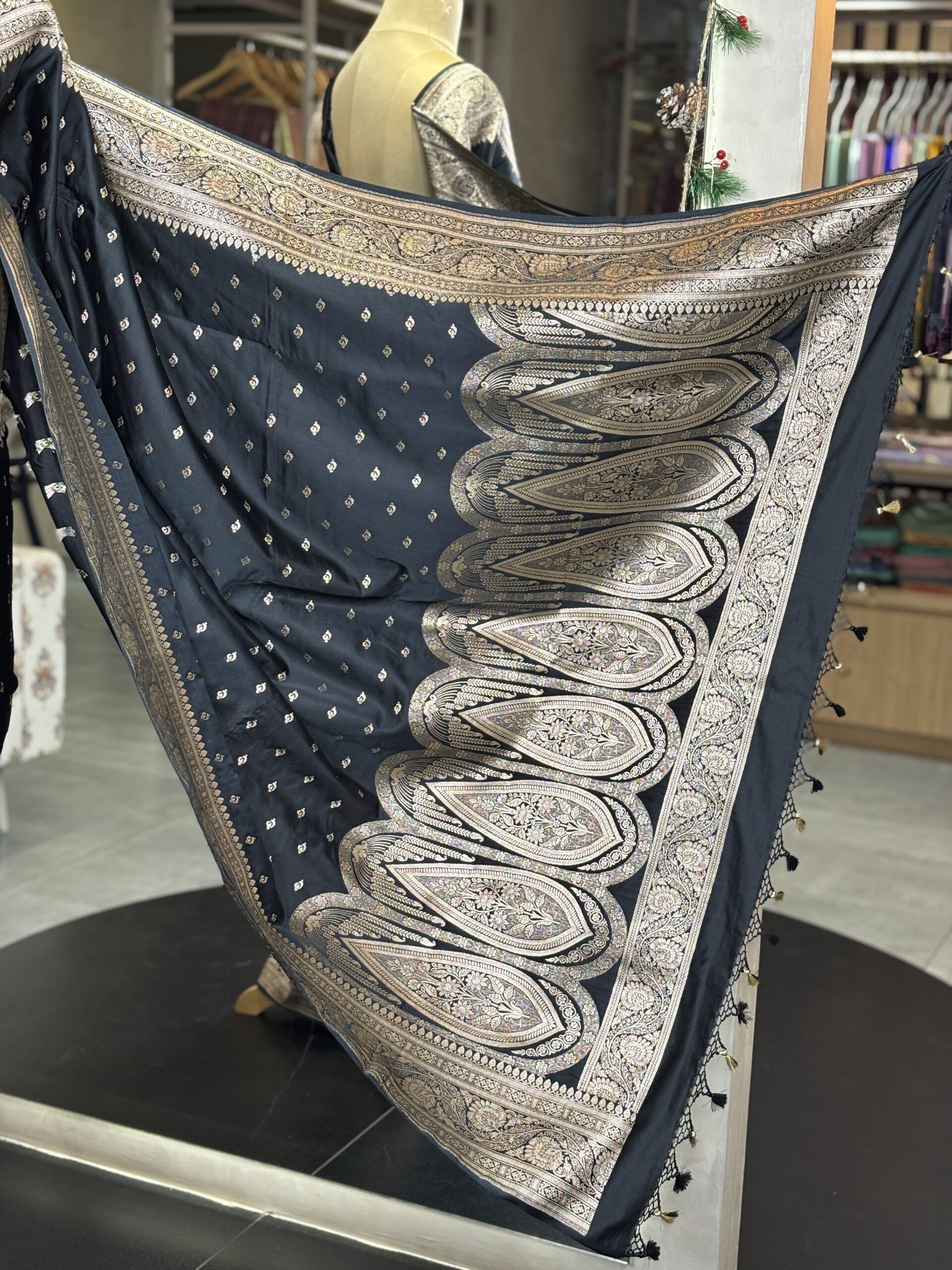 Semi Satin Silk Banarasi Saree - Image 5