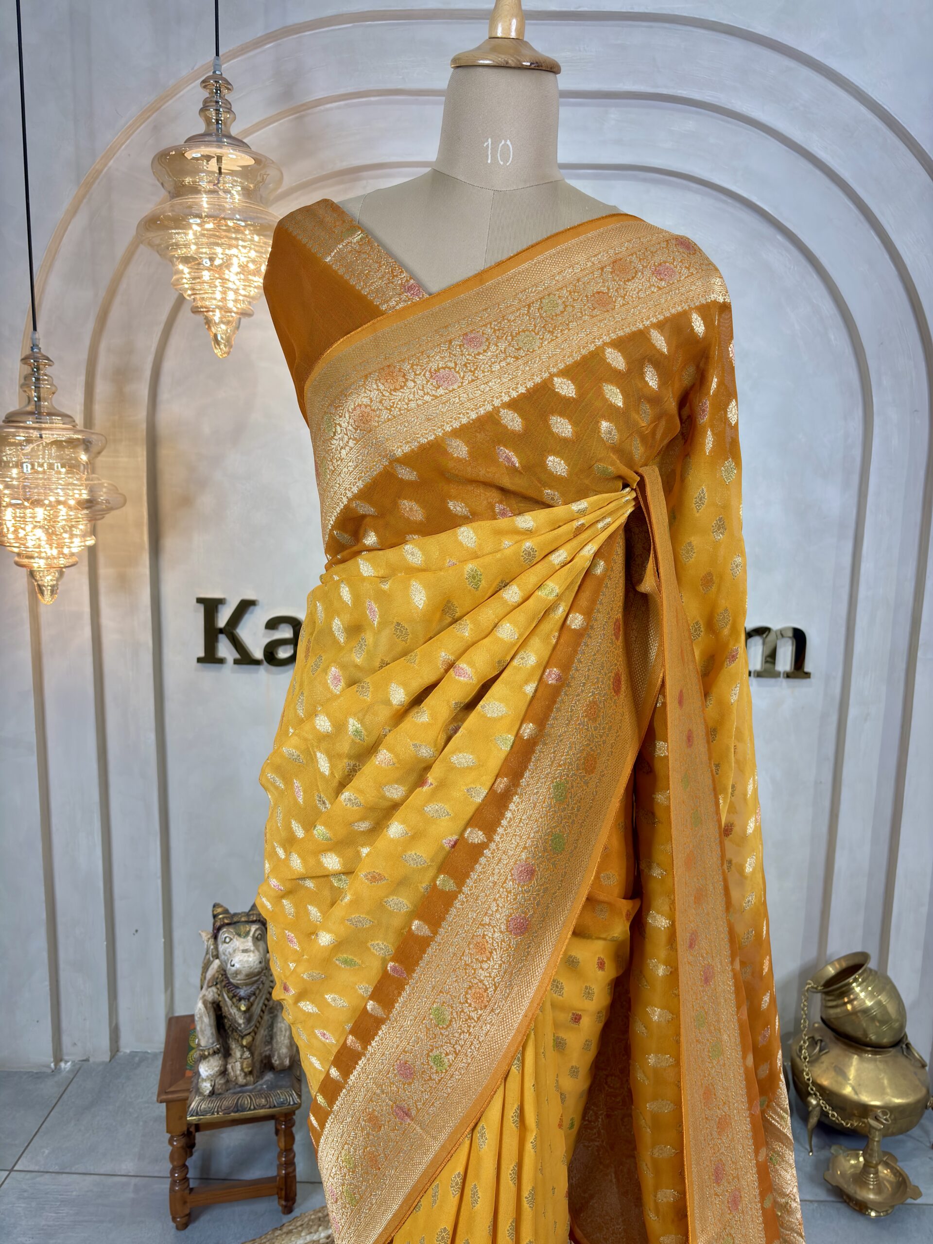 Semi Banarasi Georgette Sarees - Image 3
