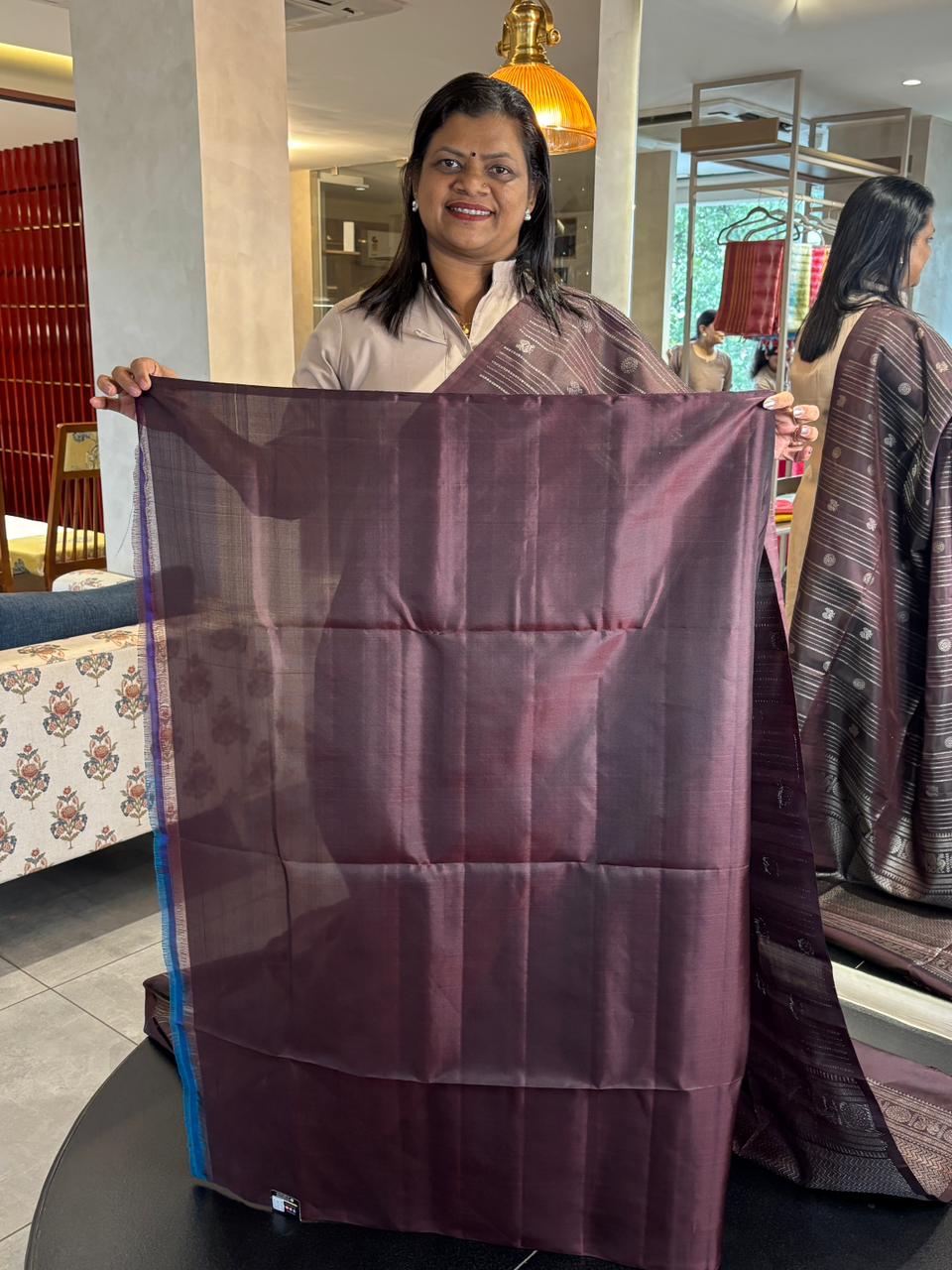 Coffee Brown Kanchipuram Soft Silk Saree - Image 3