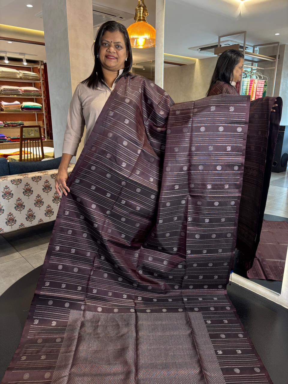 Coffee Brown Kanchipuram Soft Silk Saree