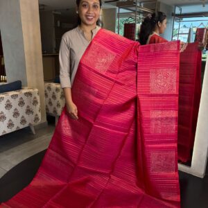 Dual tone of Pink and Orange Kanchipuram Soft Silk Saree