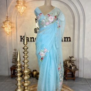 Glass Tissue Sarees In Pastel Shades