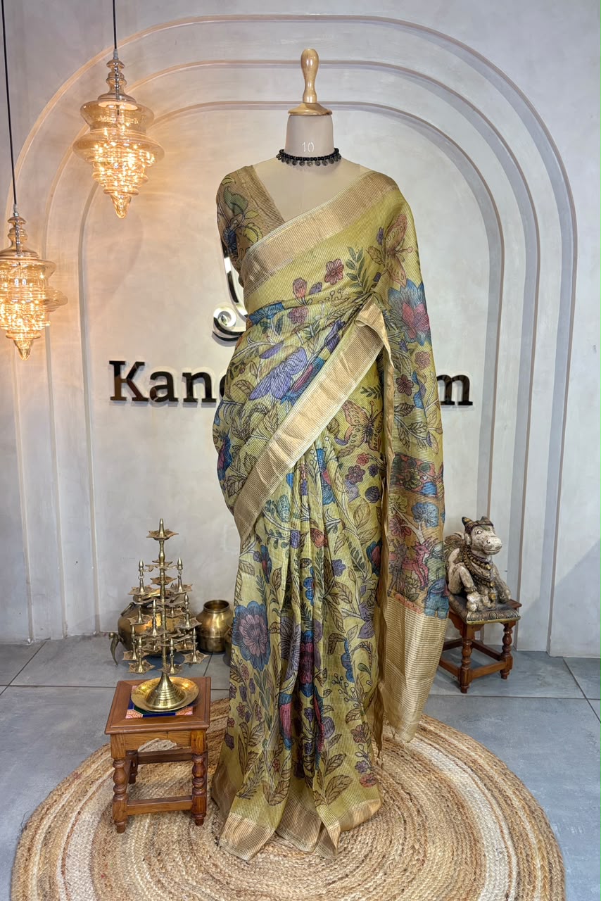 PURE KOTA SILK SAREE WITH KALAMKARI DESIGN