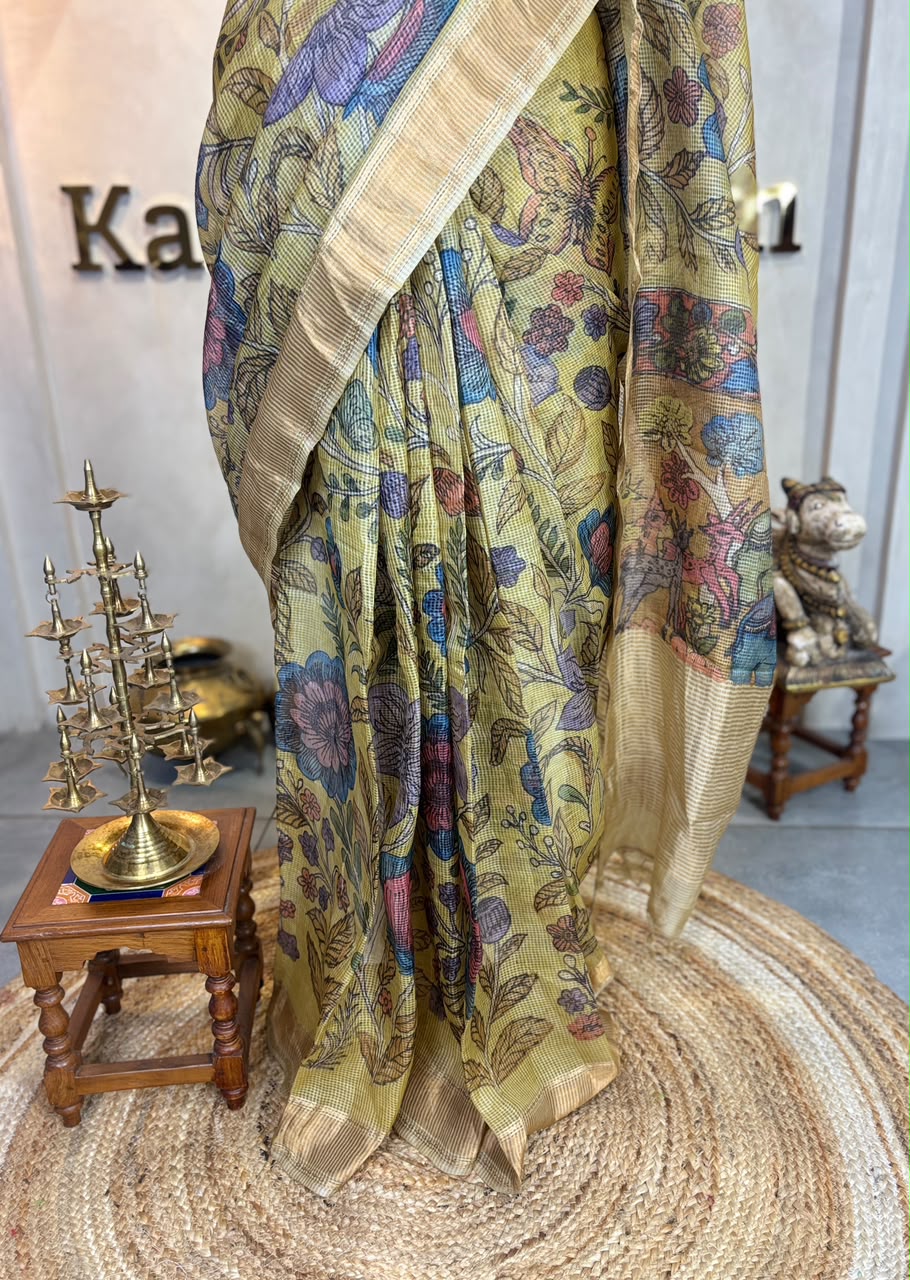 PURE KOTA SILK SAREE WITH KALAMKARI DESIGN - Image 5