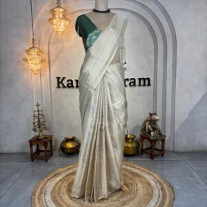 SEMI TISSUE SAREE WITH CONTRAST BROCADE BLOUSE