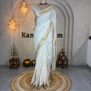 SEMI COTTON SILK SAREE WITH CHIKANKARI EMBROIDERY